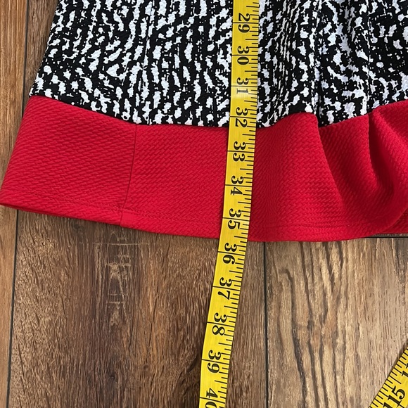 Alyx Petite. Size 16P. Black and white dress with red trim at the bottom. - Picture 7 of 9